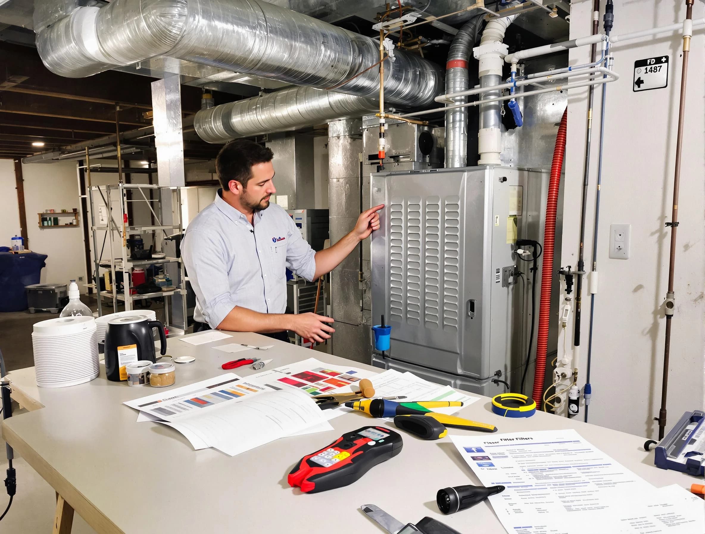 Shrewsbury Air Duct Cleaning inspector conducting detailed filter system evaluation using professional diagnostic tools in Shrewsbury