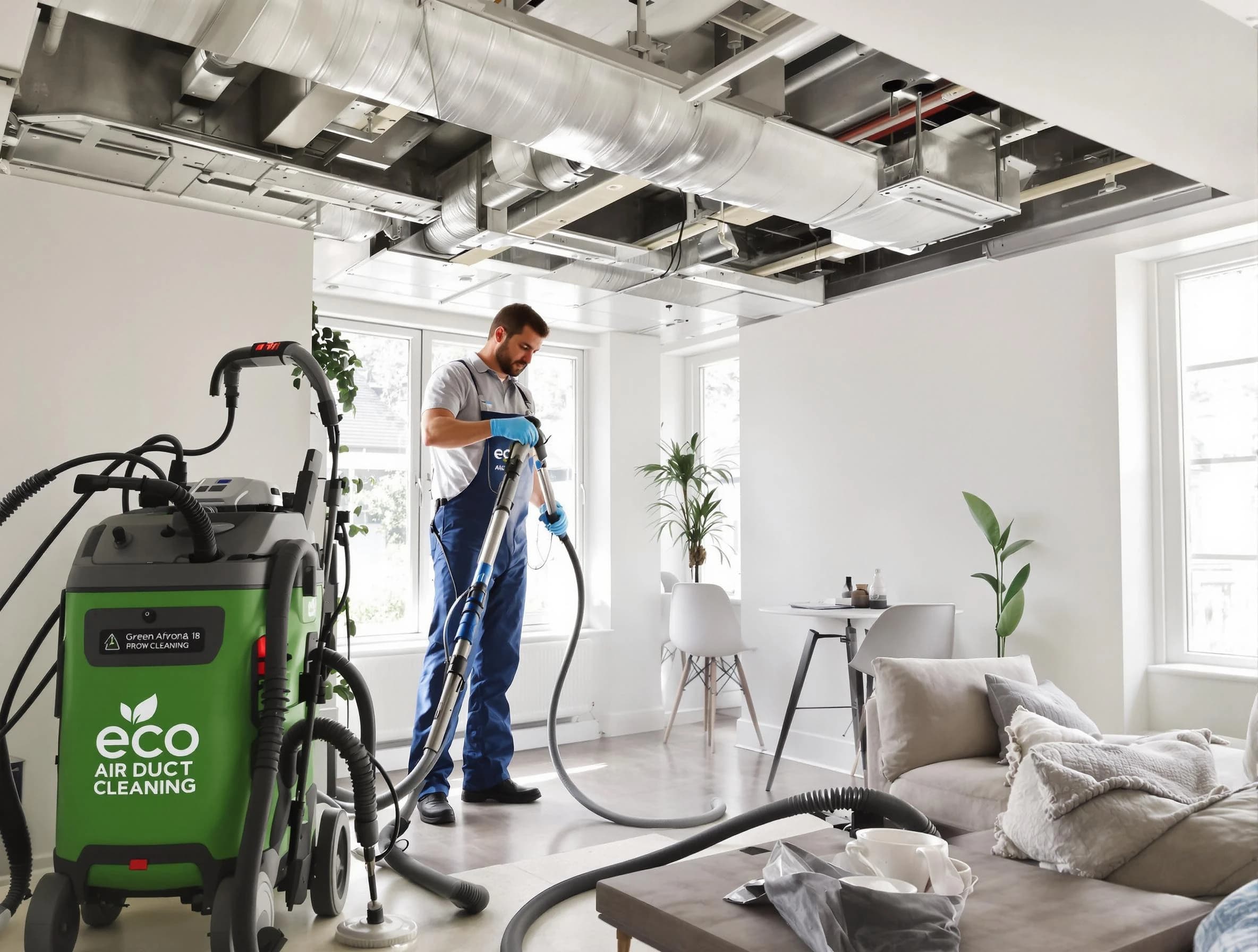 Shrewsbury Air Duct Cleaning technician performing eco-friendly duct cleaning using sustainable methods in Shrewsbury